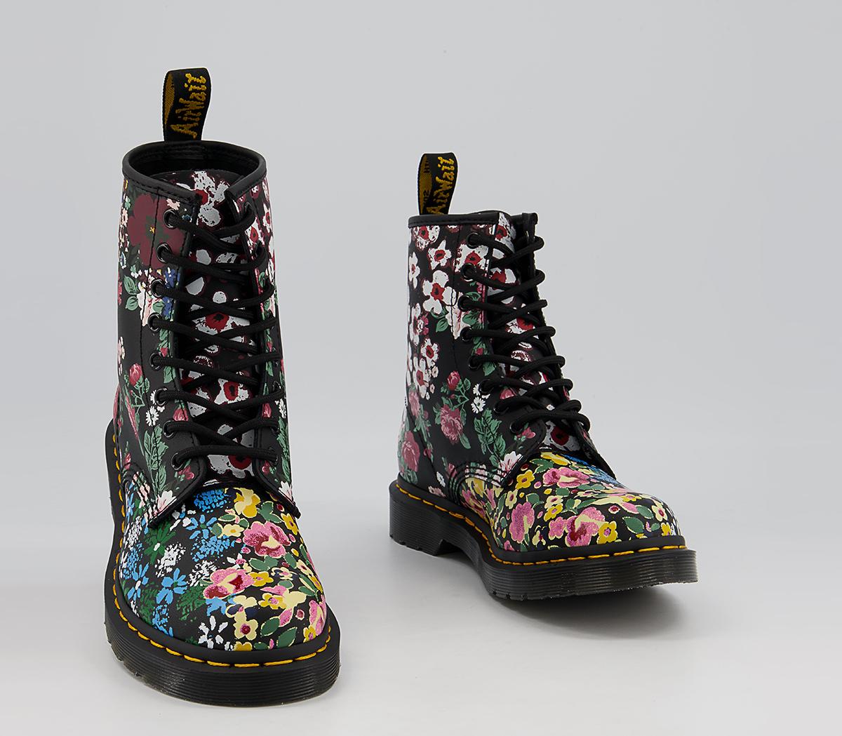 Dr. Martens 8 Eyelet Floral Boots Dr. Martens 8 Eyelet Floral Boots Black Multi