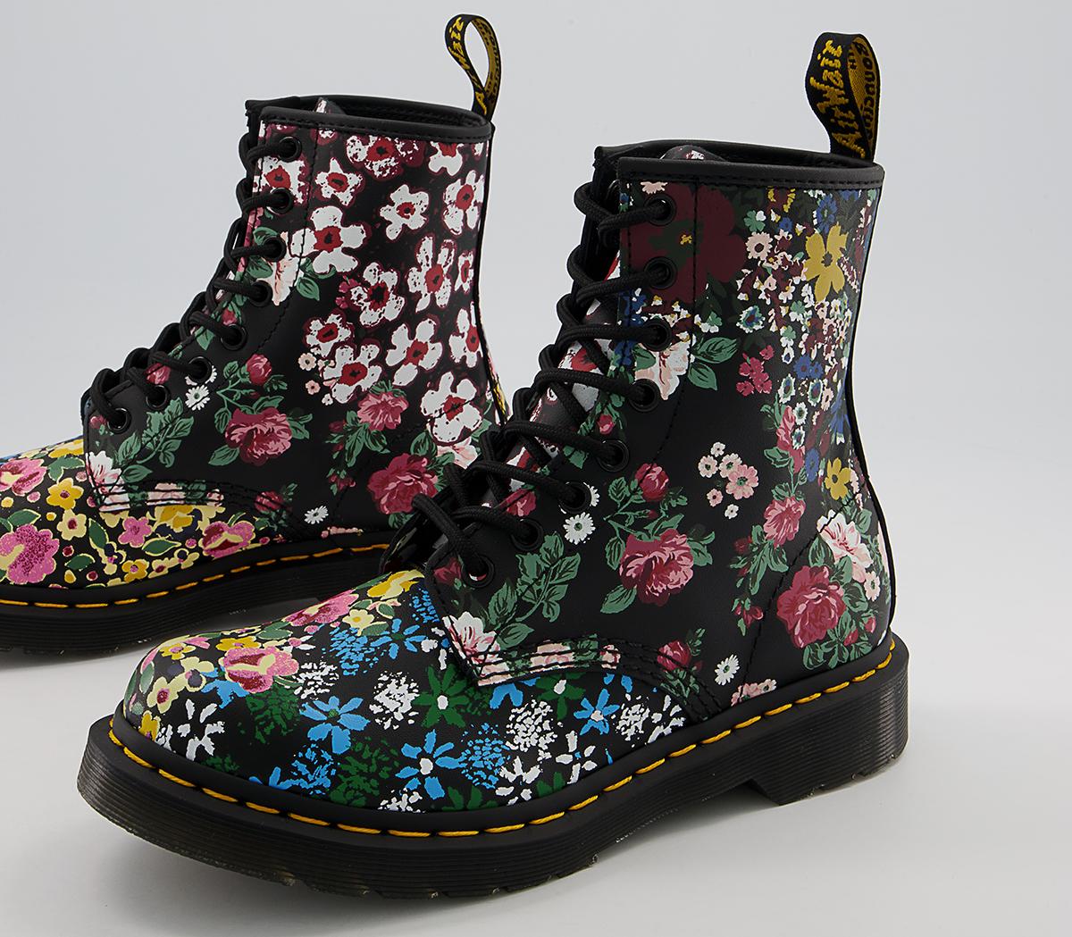 Dr. Martens 8 Eyelet Floral Boots Dr. Martens 8 Eyelet Floral Boots Black Multi
