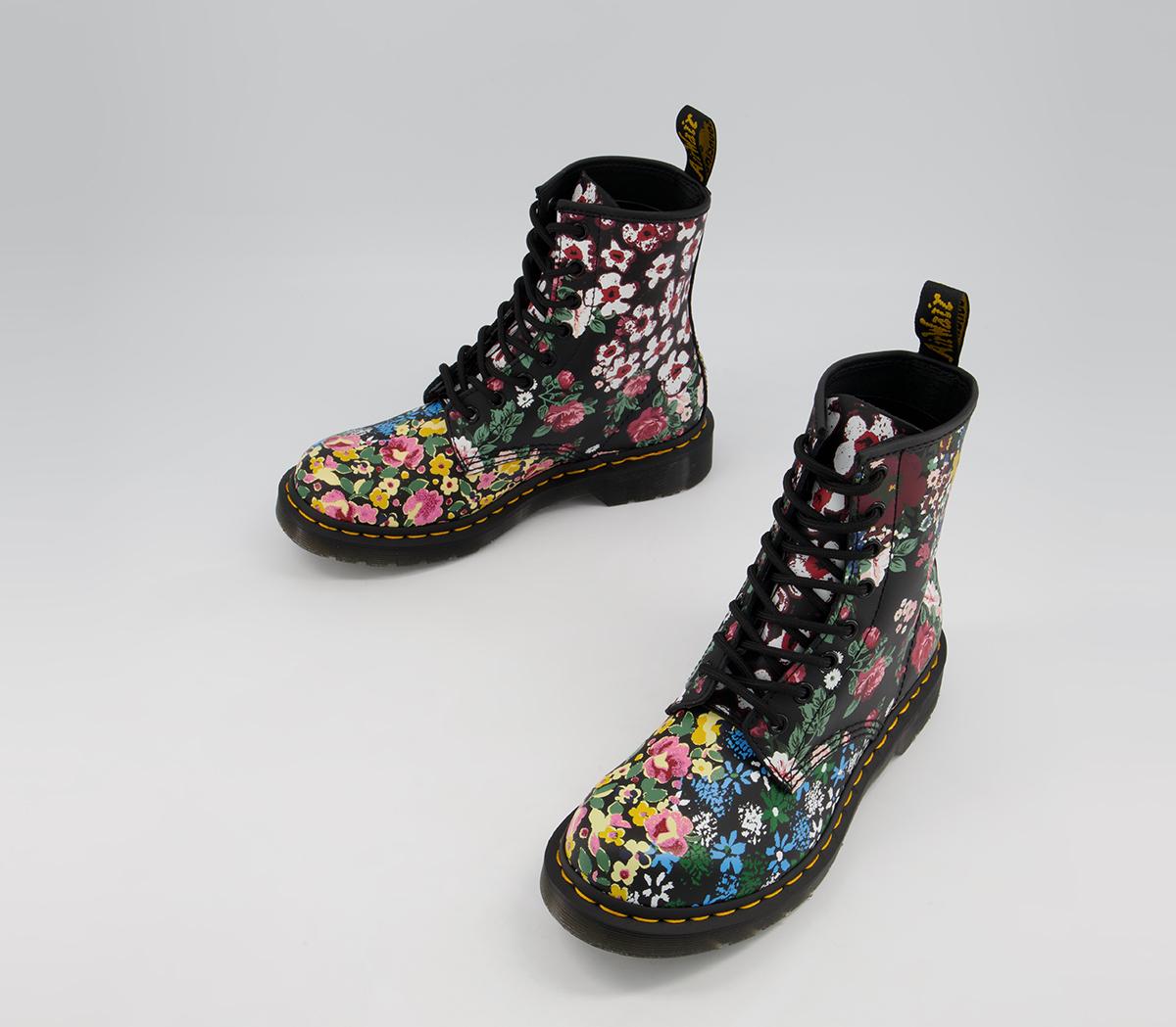 Dr. Martens 8 Eyelet Floral Boots Dr. Martens 8 Eyelet Floral Boots Black Multi