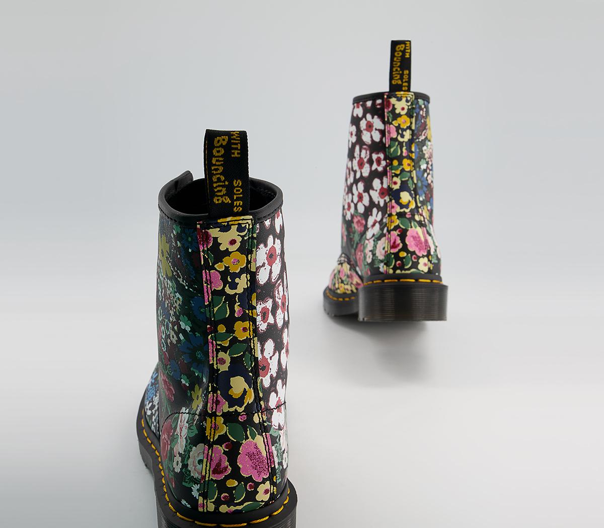 Dr. Martens 8 Eyelet Floral Boots Dr. Martens 8 Eyelet Floral Boots Black Multi