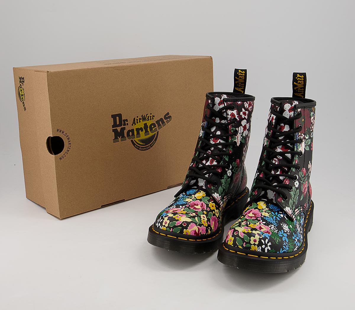Dr. Martens 8 Eyelet Floral Boots Dr. Martens 8 Eyelet Floral Boots Black Multi