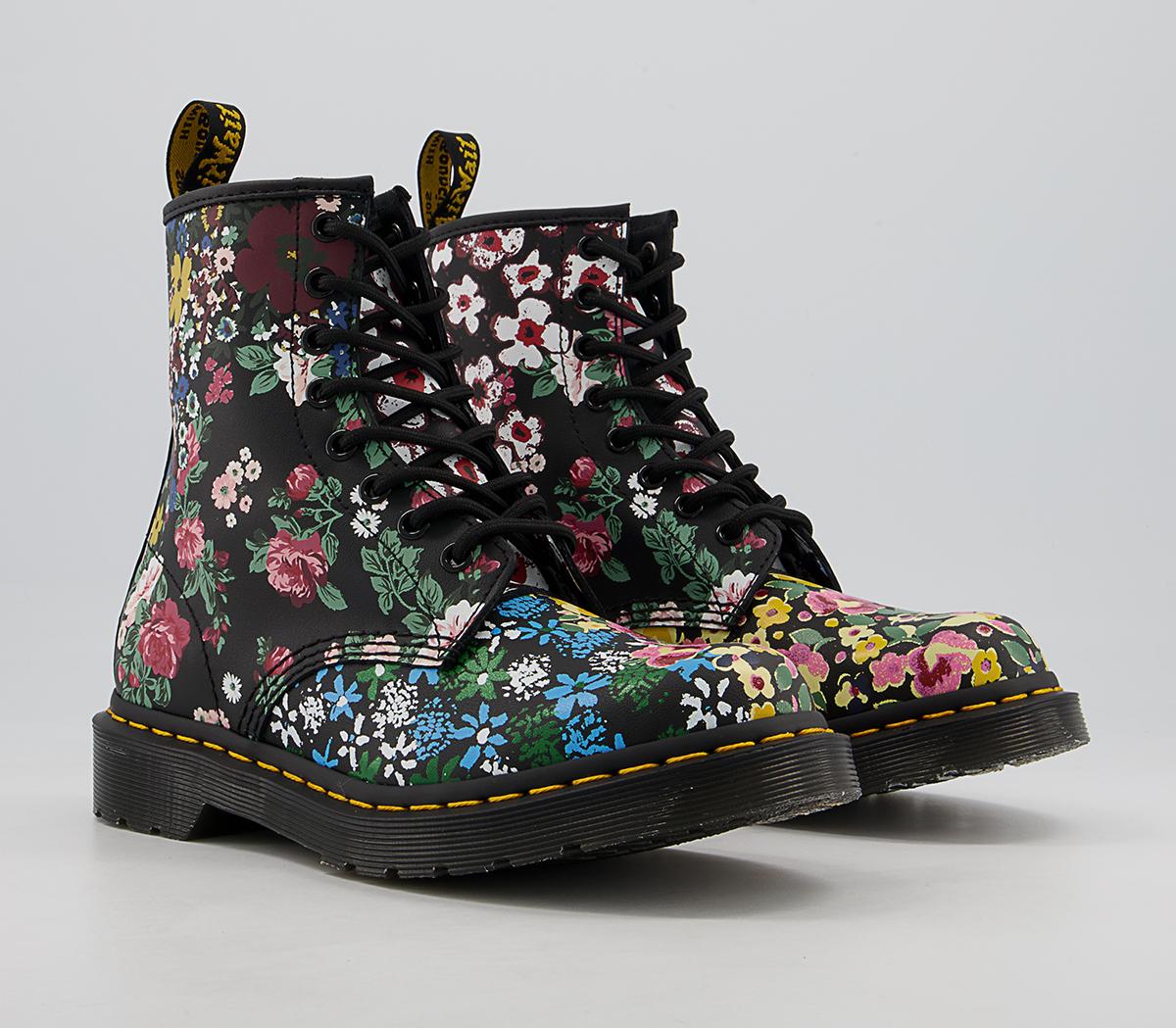 Dr. Martens 8 Eyelet Floral Boots Dr. Martens 8 Eyelet Floral Boots Black Multi