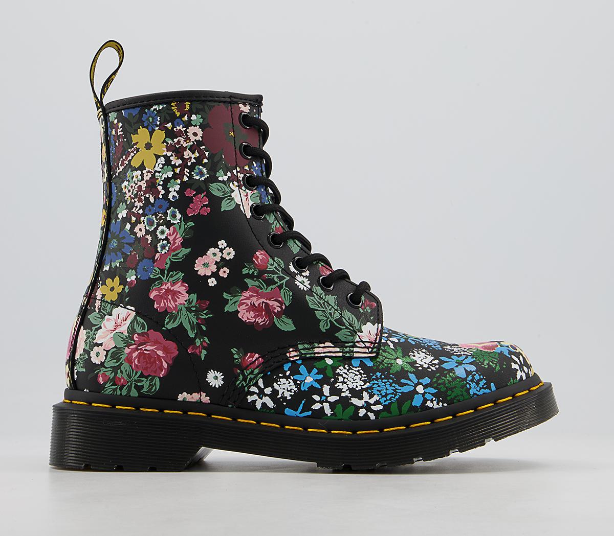 Dr. Martens 8 Eyelet Floral Boots Dr. Martens 8 Eyelet Floral Boots Black Multi