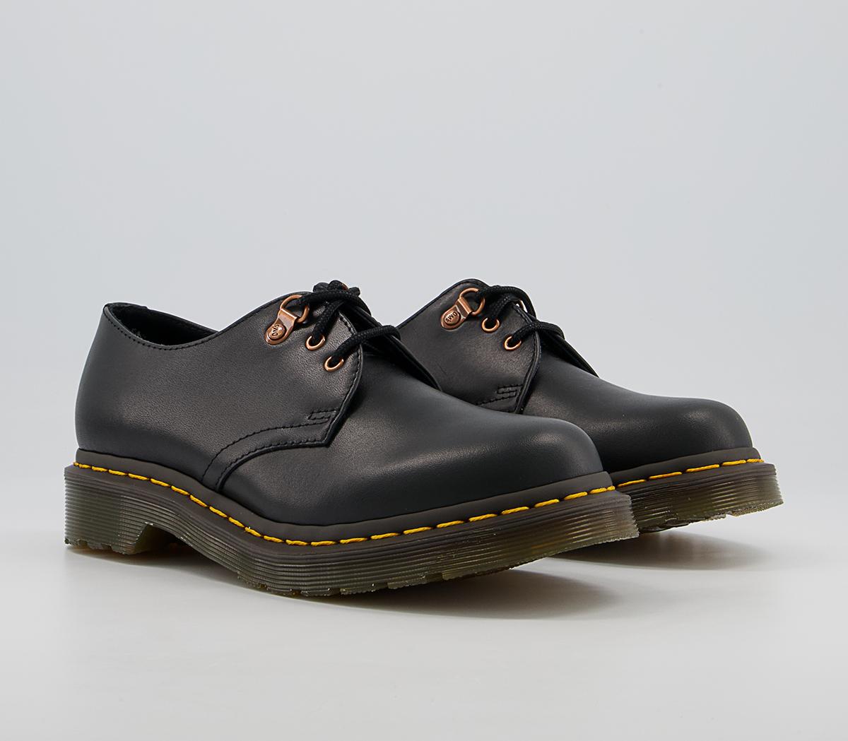 Dr. Martens Rose Gold Hardware Shoes Black - Flat Shoes for Women