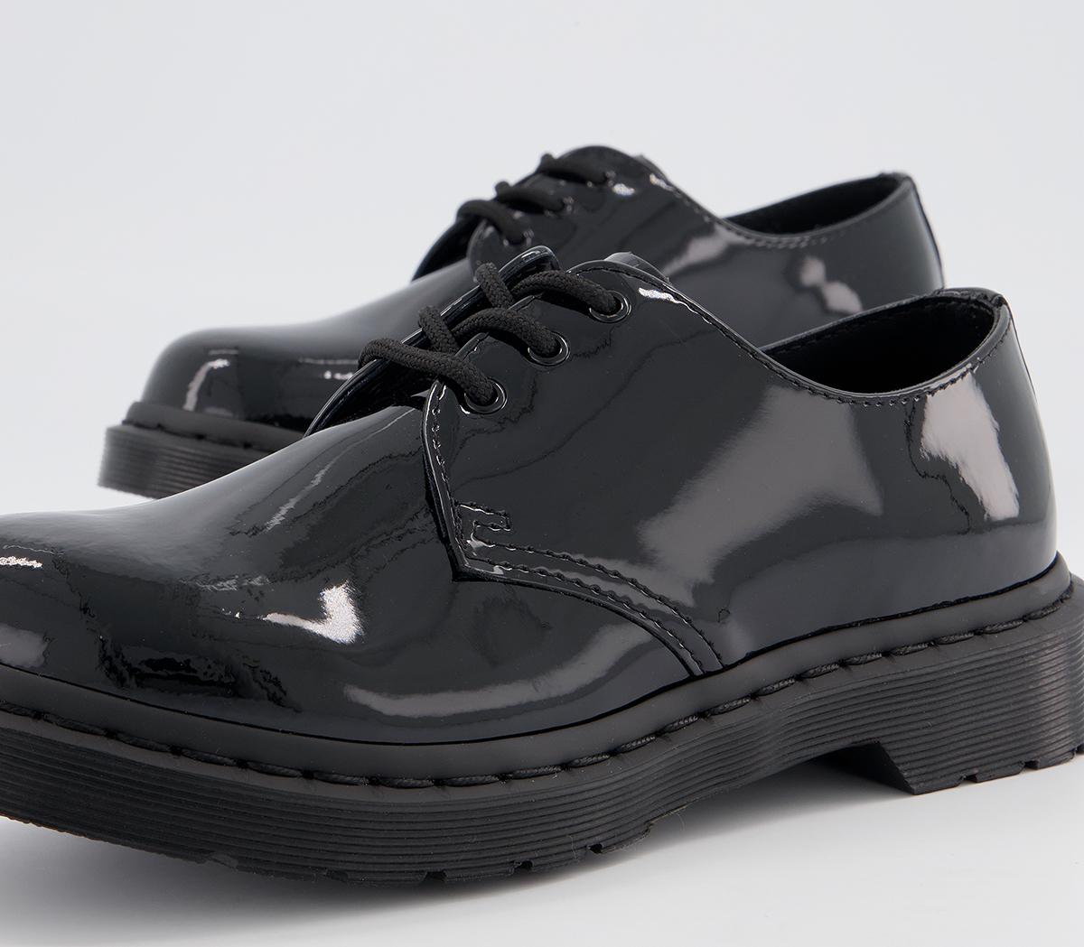 Dr. Martens 1461 3 Eyelet Lace Up Shoes Black Mono - Flat Shoes for Women