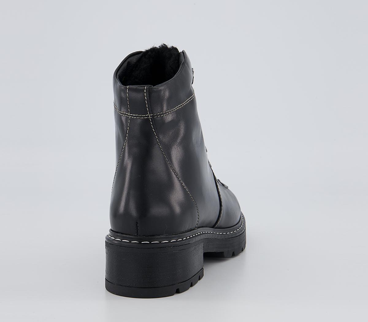 Office Aleea Shearling Hiker Lace Up Ankle Boots Office Aleea Shearling Hiker Lace Up Ankle Boots Black Leather