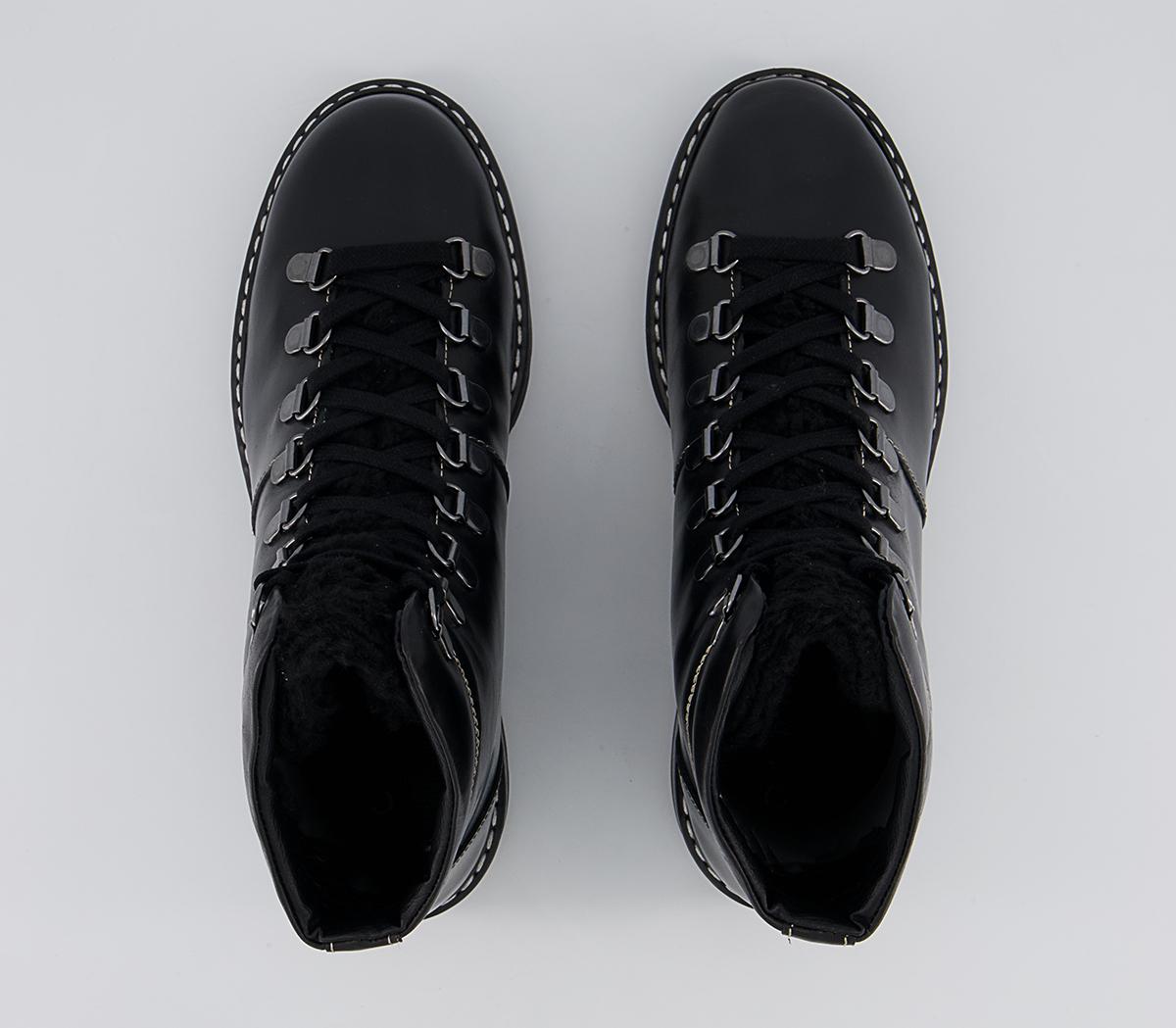 Office Aleea Shearling Hiker Lace Up Ankle Boots Office Aleea Shearling Hiker Lace Up Ankle Boots Black Leather