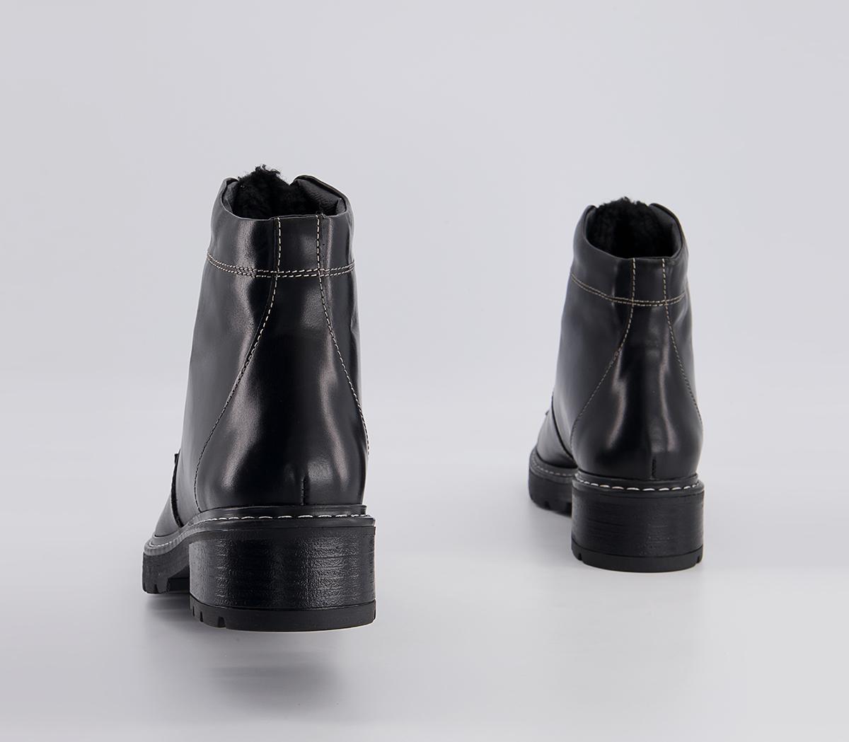 Office Aleea Shearling Hiker Lace Up Ankle Boots Office Aleea Shearling Hiker Lace Up Ankle Boots Black Leather