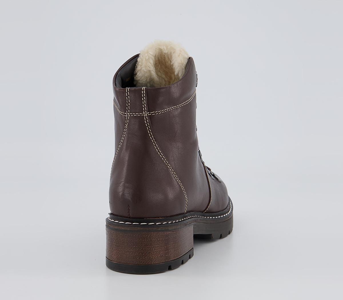 Office Aleea Faux Shearling Lace Up Hiker Ankle Boots Office Aleea Faux Shearling Lace Up Hiker Ankle Boots Brown Leather