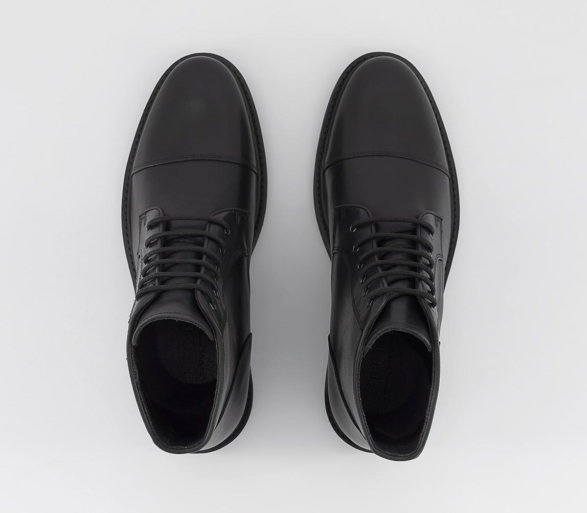 OFFICE Barnsley Toecap Ankle Boots Black Leather Men’s Boots