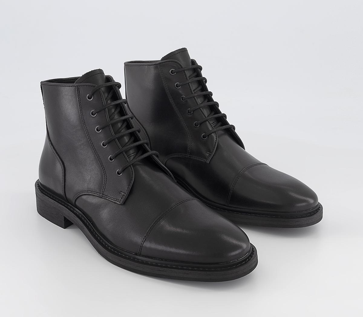 OFFICE Barnsley Toecap Ankle Boots Black Leather - Men’s Boots