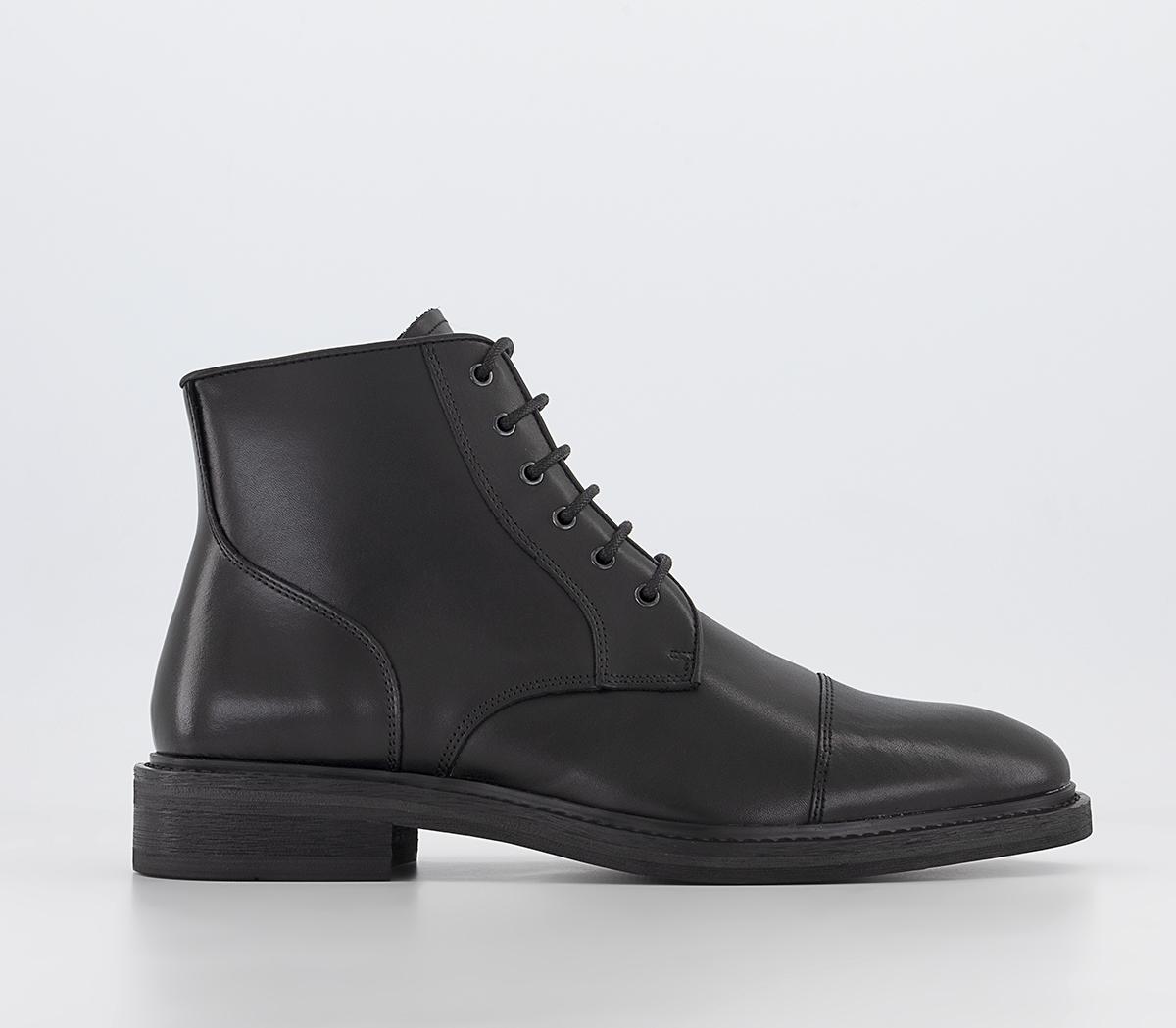 Barnsley Toecap Ankle Boots Black Leather