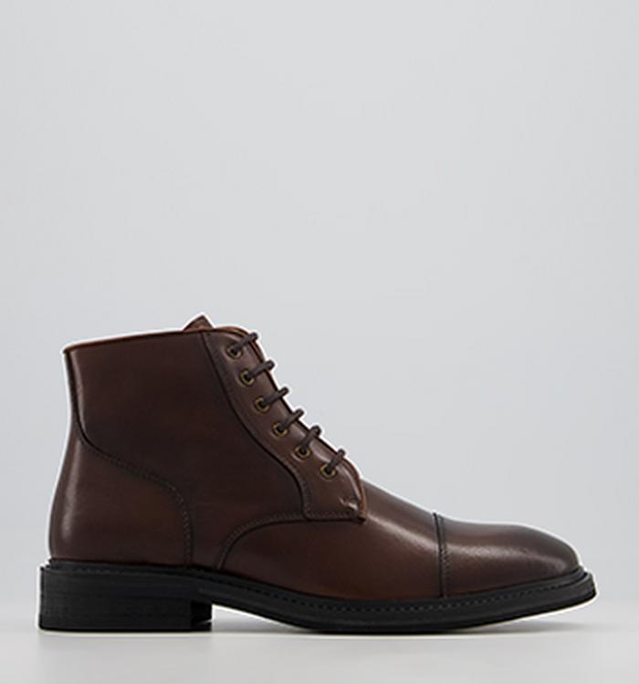 Office Barnsley Toecap Ankle Boots Brown Leather