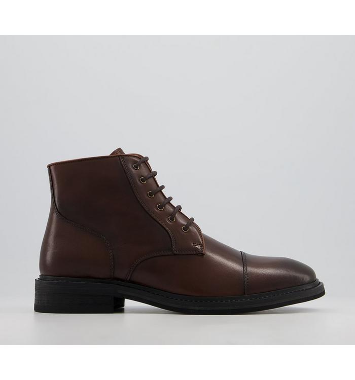 Office Barnsley Toecap Ankle Boots Brown Leather