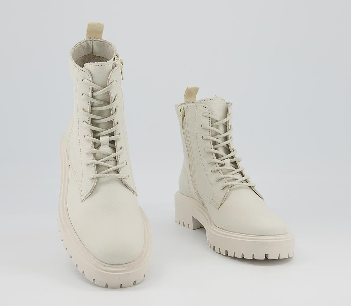 Office Apple Soft Unlined Lace Up Ankle Boots Office Apple Soft Unlined Lace Up Ankle Boots White Leather