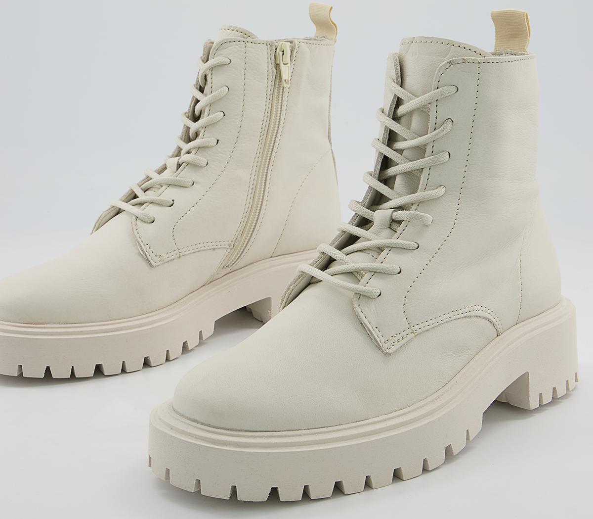Office Apple Soft Unlined Lace Up Ankle Boots Office Apple Soft Unlined Lace Up Ankle Boots White Leather