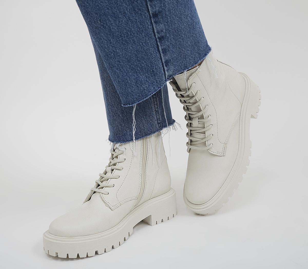 OfficeApple Soft Unlined Lace Up Ankle Boots OfficeApple Soft Unlined Lace Up Ankle BootsWhite Leather