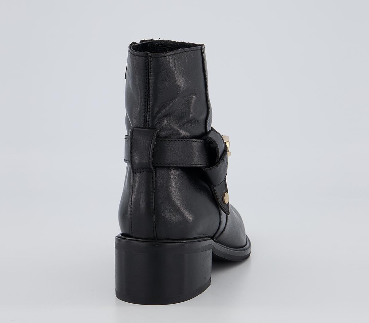 Office Anda Knot Buckle Heeled Ankle Boots Office Anda Knot Buckle Heeled Ankle Boots Black Leather