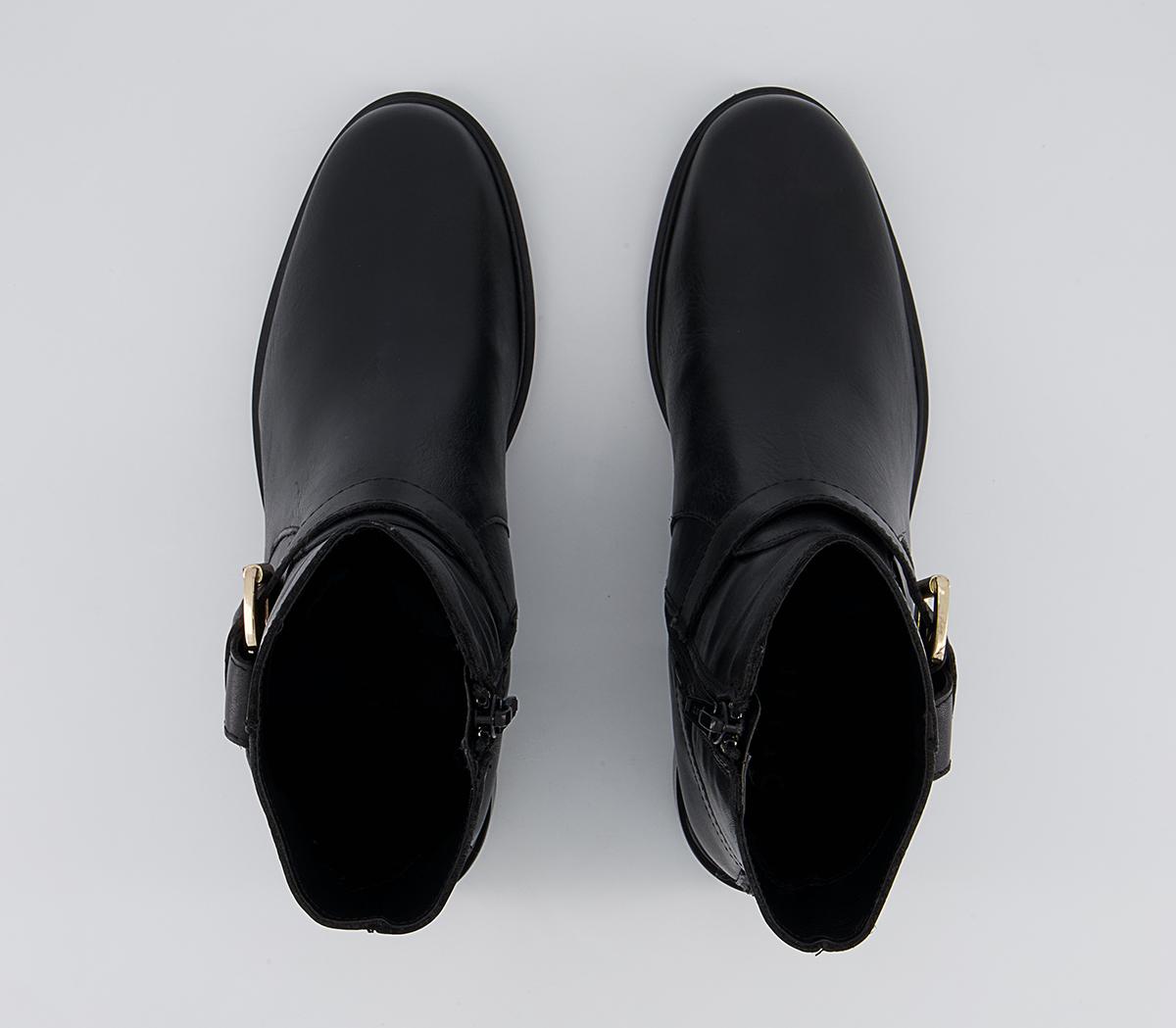 Office Anda Knot Buckle Heeled Ankle Boots Office Anda Knot Buckle Heeled Ankle Boots Black Leather