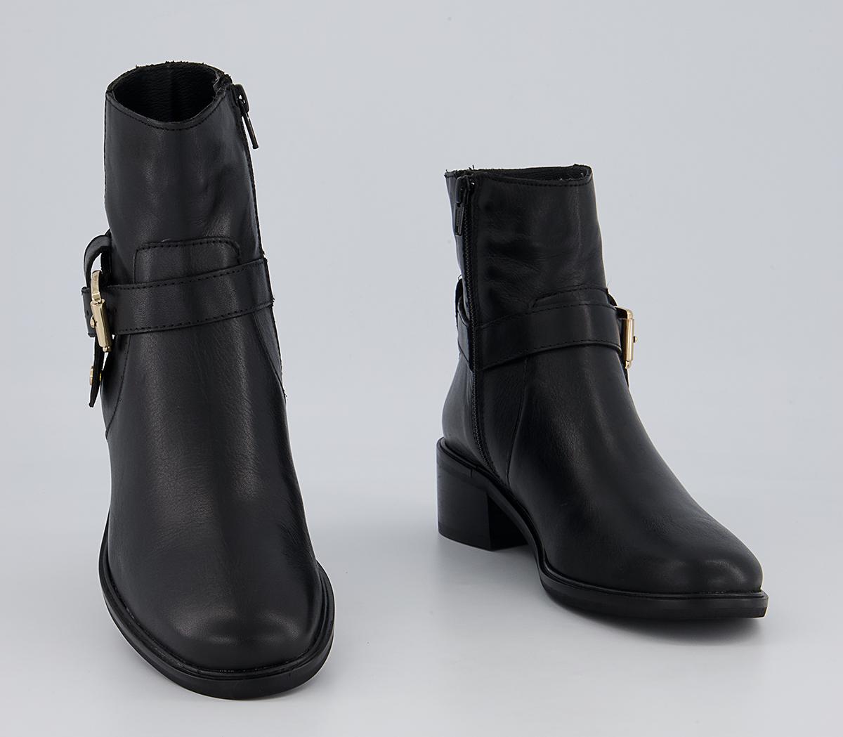 Office Anda Knot Buckle Heeled Ankle Boots Office Anda Knot Buckle Heeled Ankle Boots Black Leather