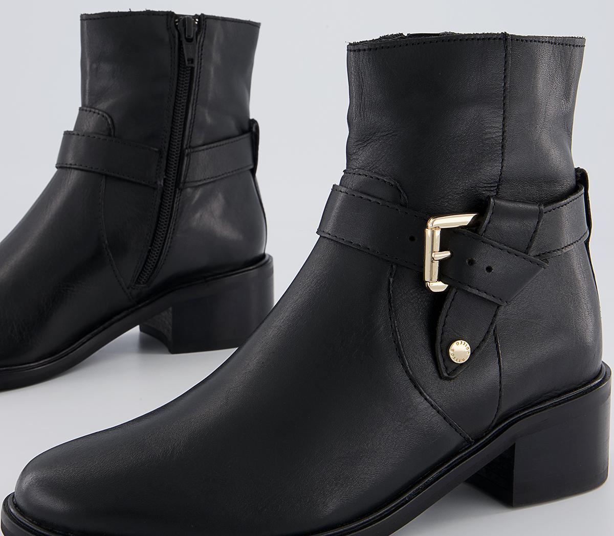 Office Anda Knot Buckle Heeled Ankle Boots Office Anda Knot Buckle Heeled Ankle Boots Black Leather