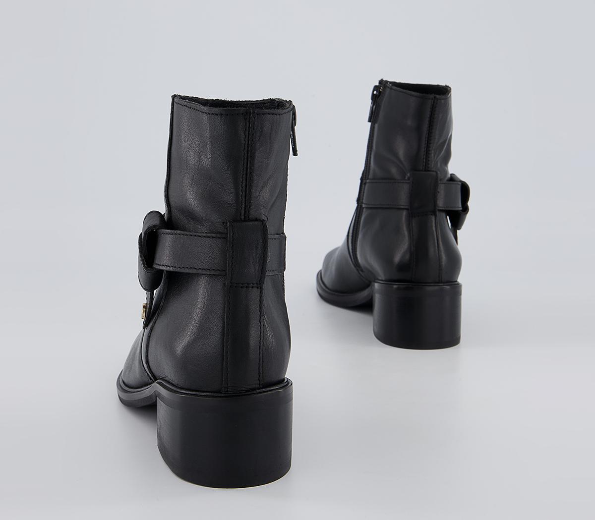 Office Anda Knot Buckle Heeled Ankle Boots Office Anda Knot Buckle Heeled Ankle Boots Black Leather