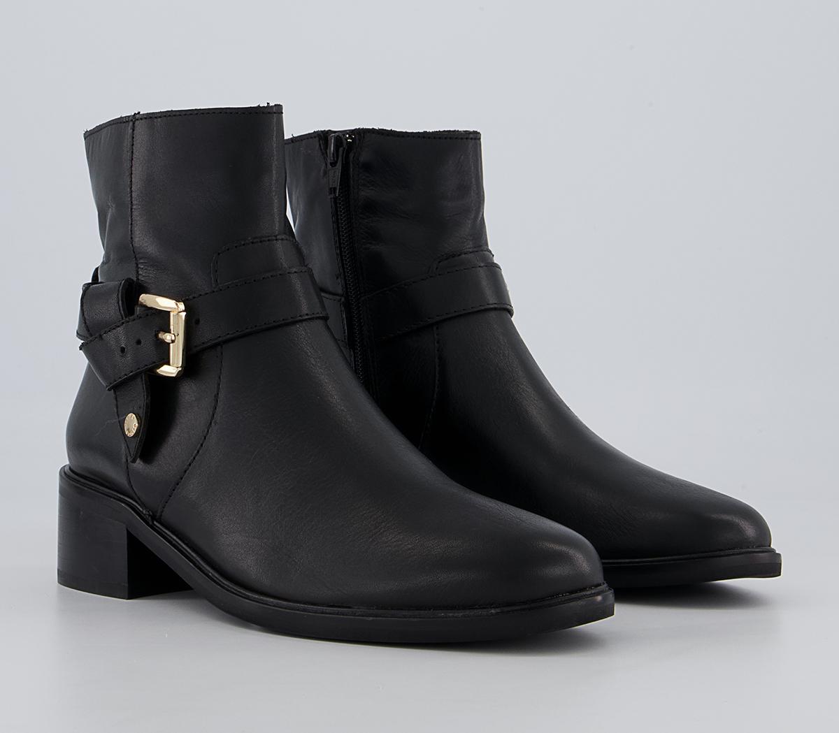 Office Anda Knot Buckle Heeled Ankle Boots Office Anda Knot Buckle Heeled Ankle Boots Black Leather