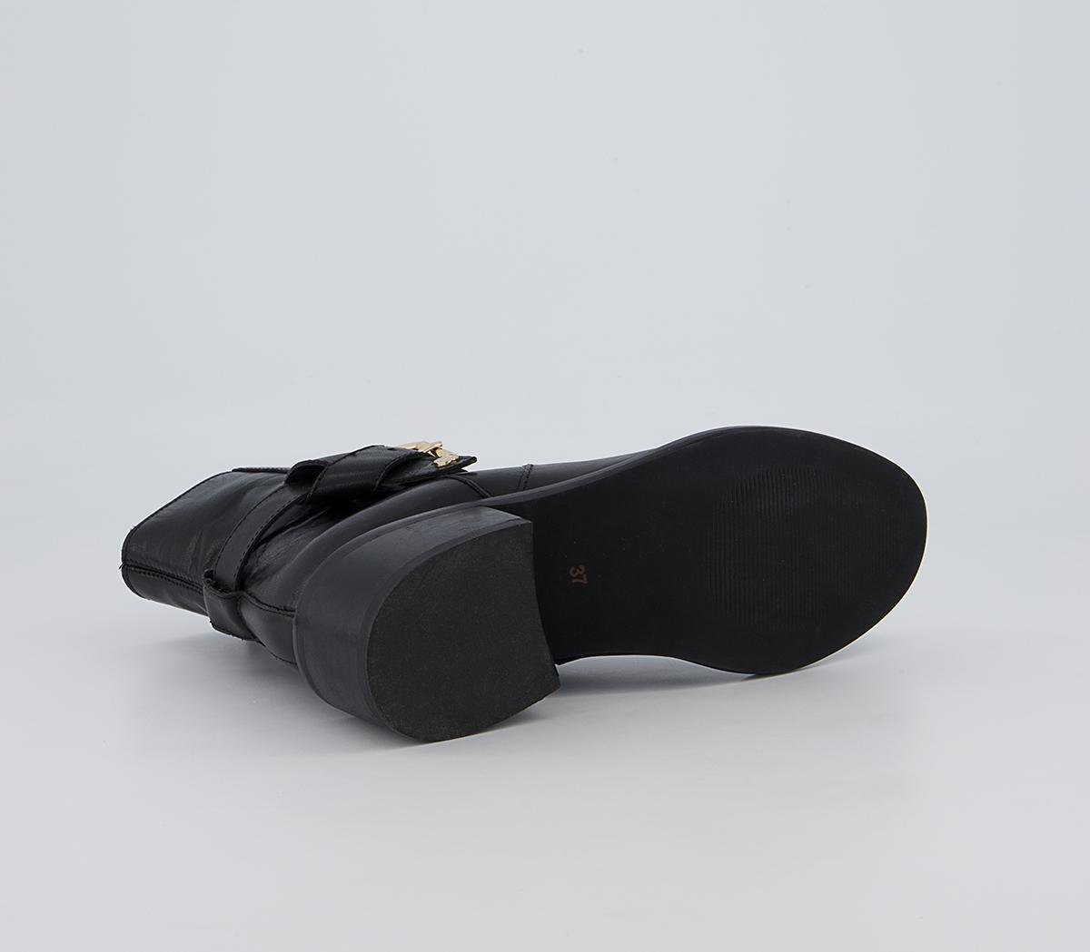 Office Anda Knot Buckle Heeled Ankle Boots Office Anda Knot Buckle Heeled Ankle Boots Black Leather