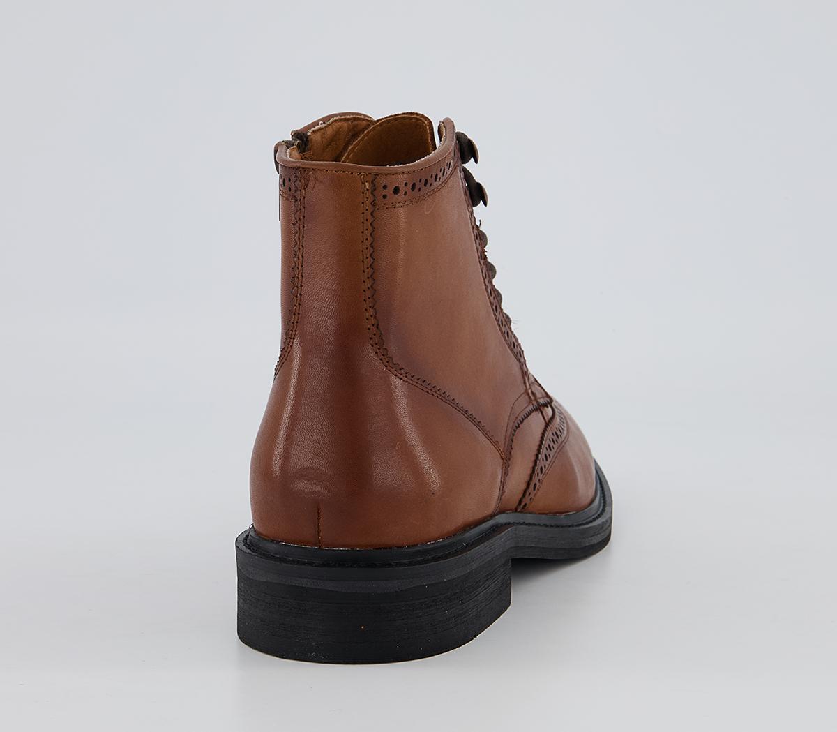 Office Burntwood Zip Ankle Lace Brogue Boots Office Burntwood Zip Ankle Lace Brogue Boots Tan Leather