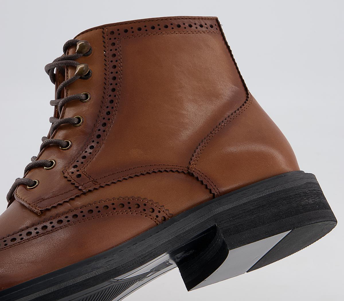 Office Burntwood Zip Ankle Lace Brogue Boots Office Burntwood Zip Ankle Lace Brogue Boots Tan Leather