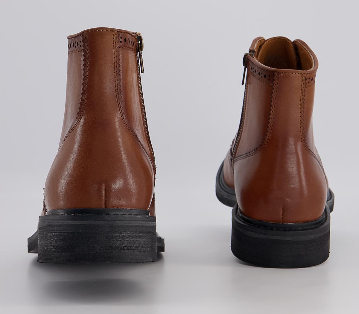 Office Burntwood Zip Ankle Lace Brogue Boots Office Burntwood Zip Ankle Lace Brogue Boots Tan Leather