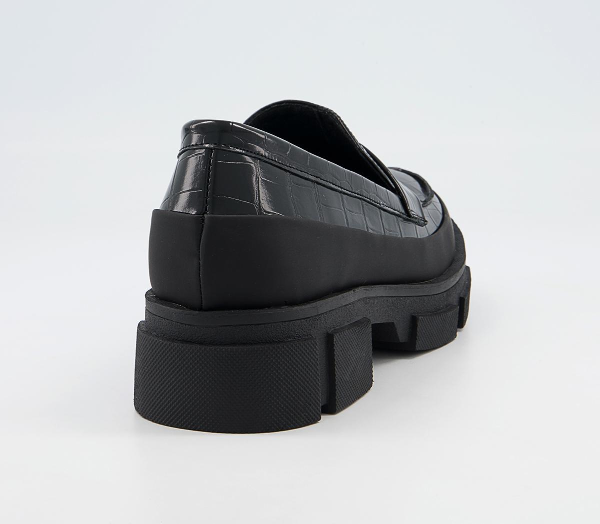 OFFICE Formation Chunky Sole Loafers Black Croc - Women’s Loafers