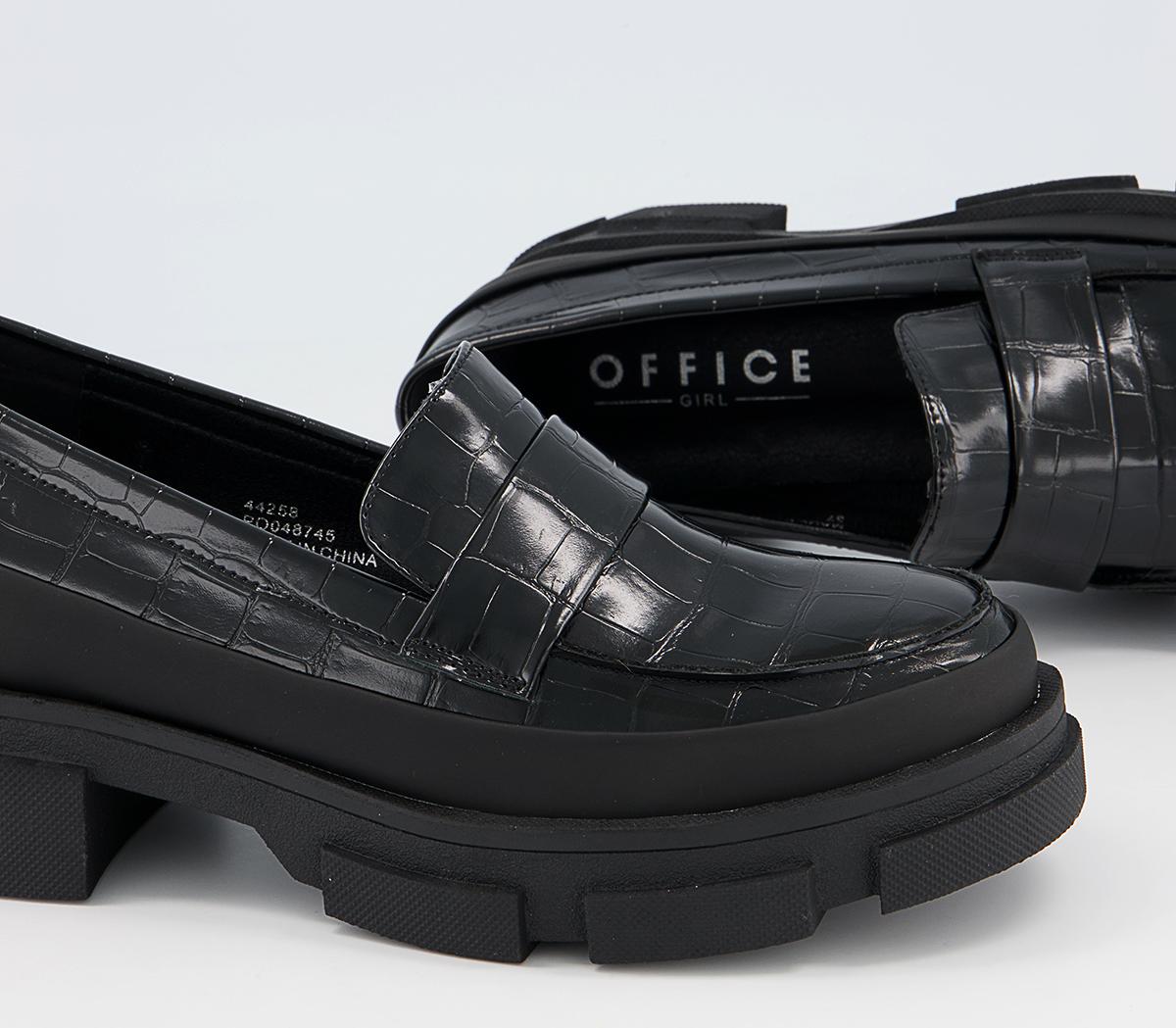 Office Formation Chunky Sole Loafers Office Formation Chunky Sole Loafers Black Croc