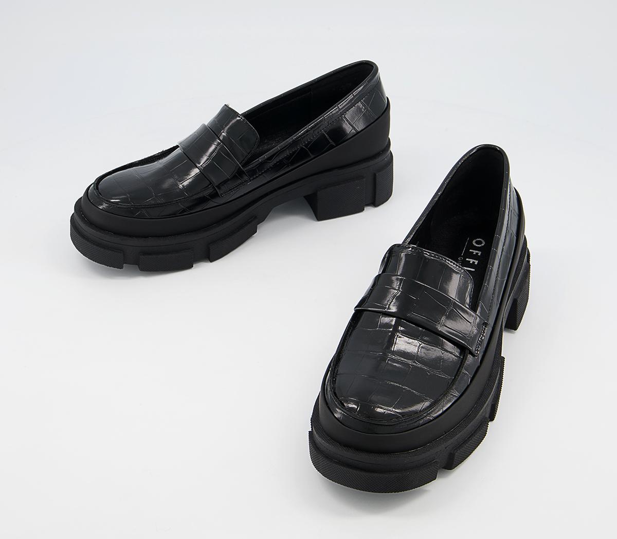 Office Formation Chunky Sole Loafers Office Formation Chunky Sole Loafers Black Croc