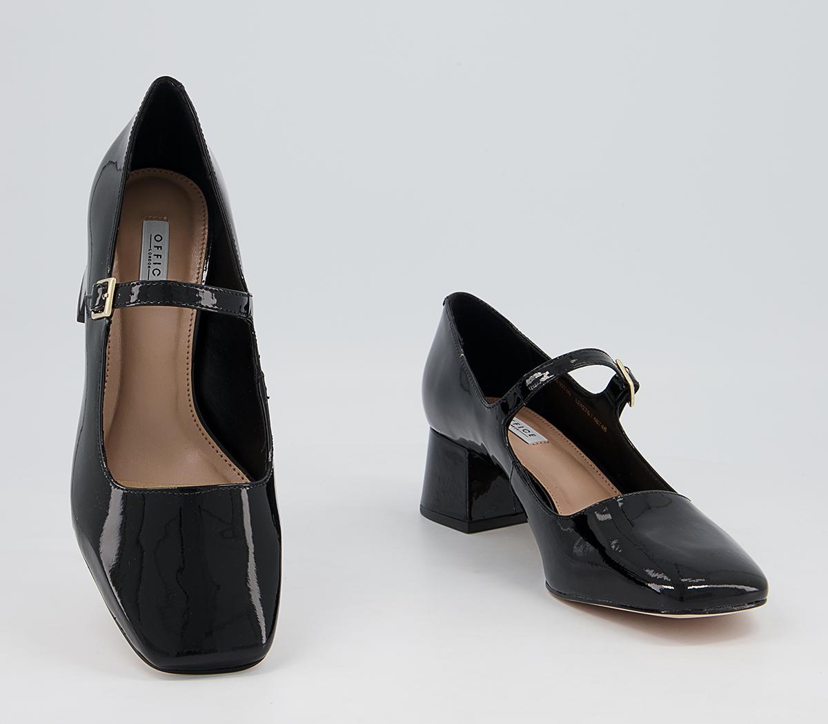 Office Maleah Low Block Mary Janes Heels Office Maleah Low Block Mary Janes Heels Black Patent Leather