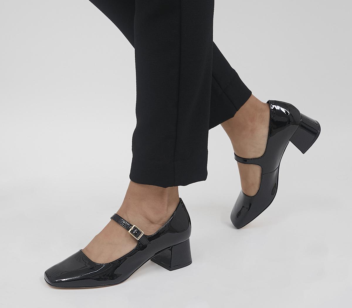 OfficeMaleah Low Block Mary Janes HeelsBlack Patent Leather