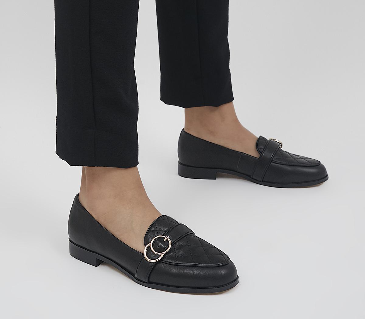 OFFICE Furnace Quilted Buckle Detail Loafers Black Leather - Women’s ...