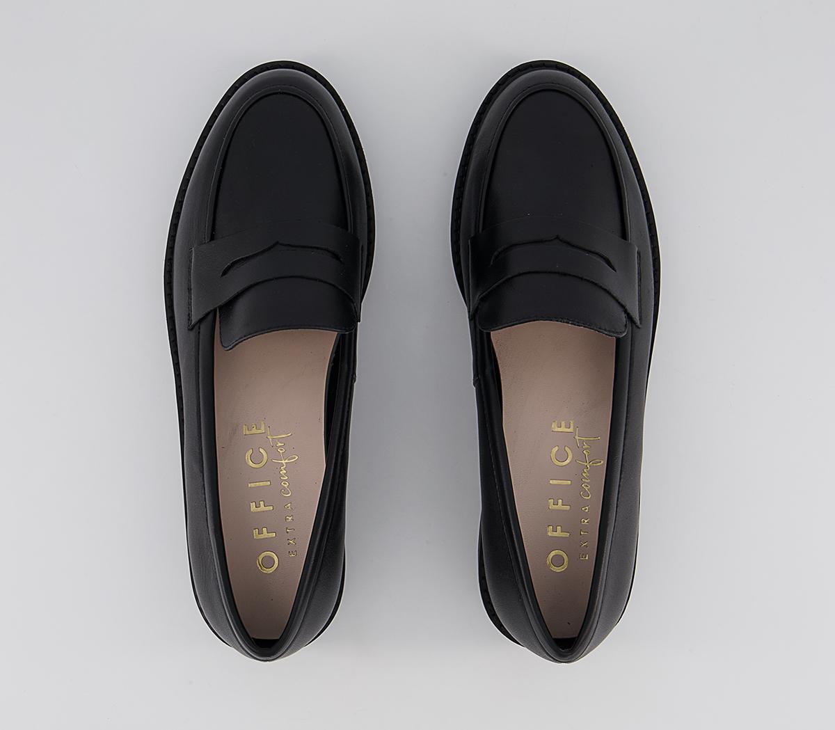 Office Flash Wedged Loafers Office Flash Wedged Loafers Black Leather