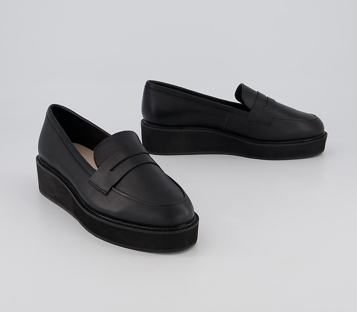 Office Flash Wedged Loafers Office Flash Wedged Loafers Black Leather