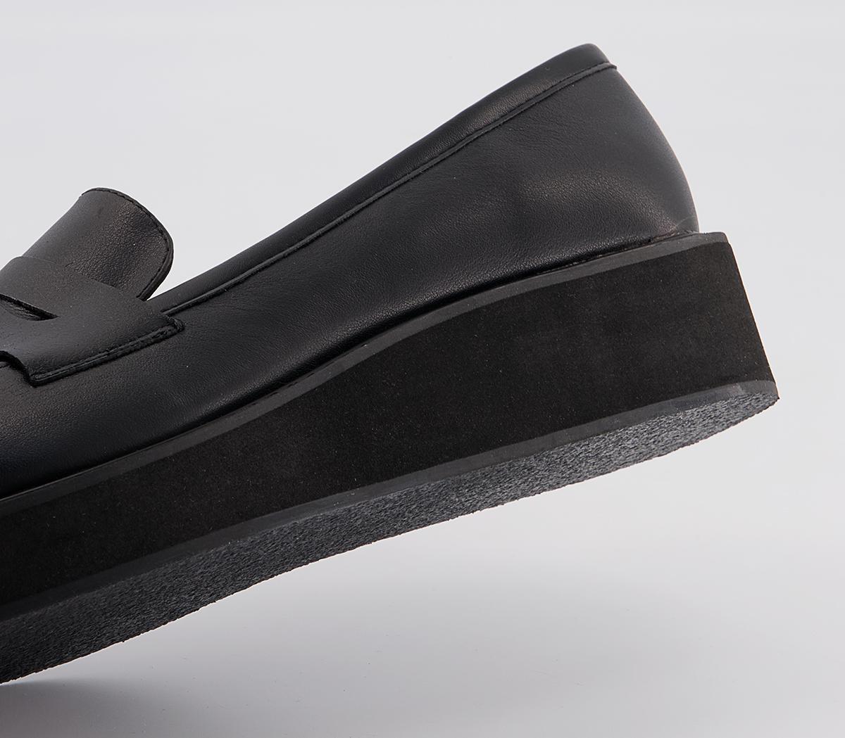 Office Flash Wedged Loafers Office Flash Wedged Loafers Black Leather