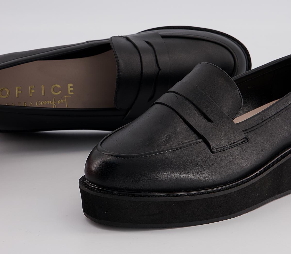 Office Flash Wedged Loafers Office Flash Wedged Loafers Black Leather