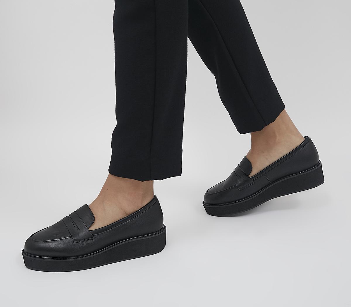 OfficeFlash Wedged LoafersBlack Leather