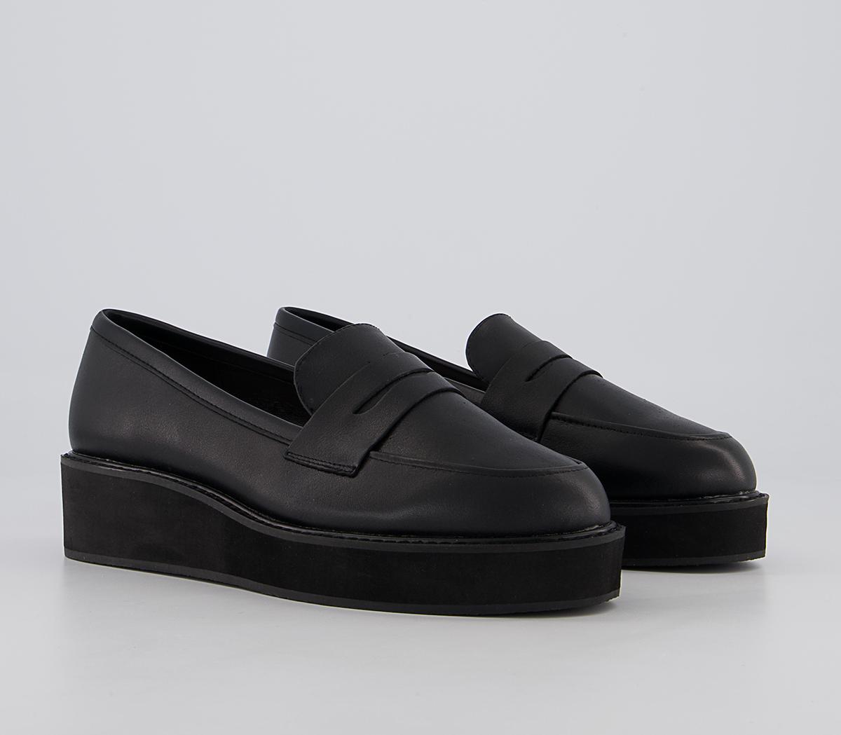 Office Flash Wedged Loafers Office Flash Wedged Loafers Black Leather
