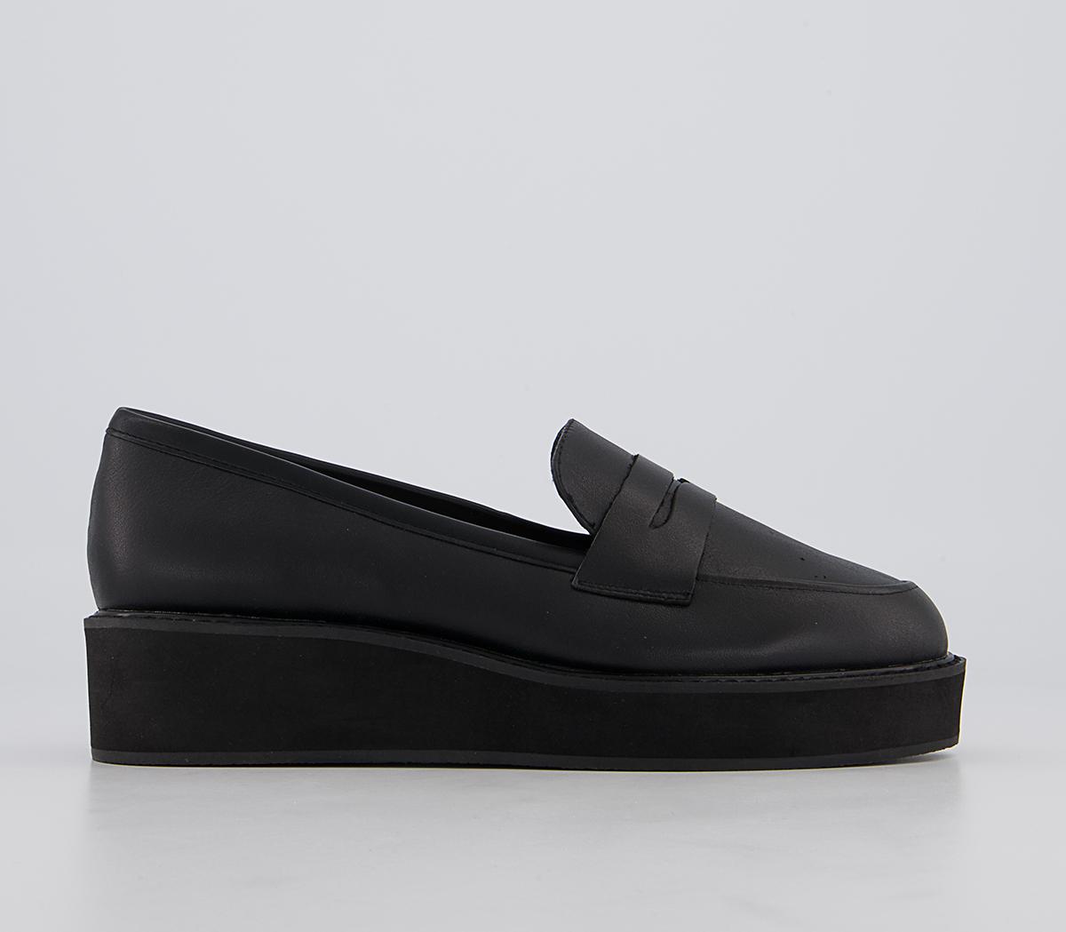 Office Flash Wedged Loafers Office Flash Wedged Loafers Black Leather