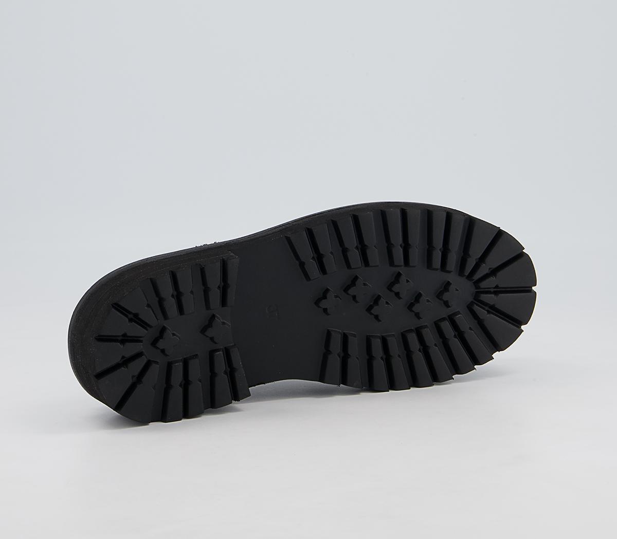 Office Flare Chunky Mules Office Flare Chunky Mules Black Leather With Faux Fur