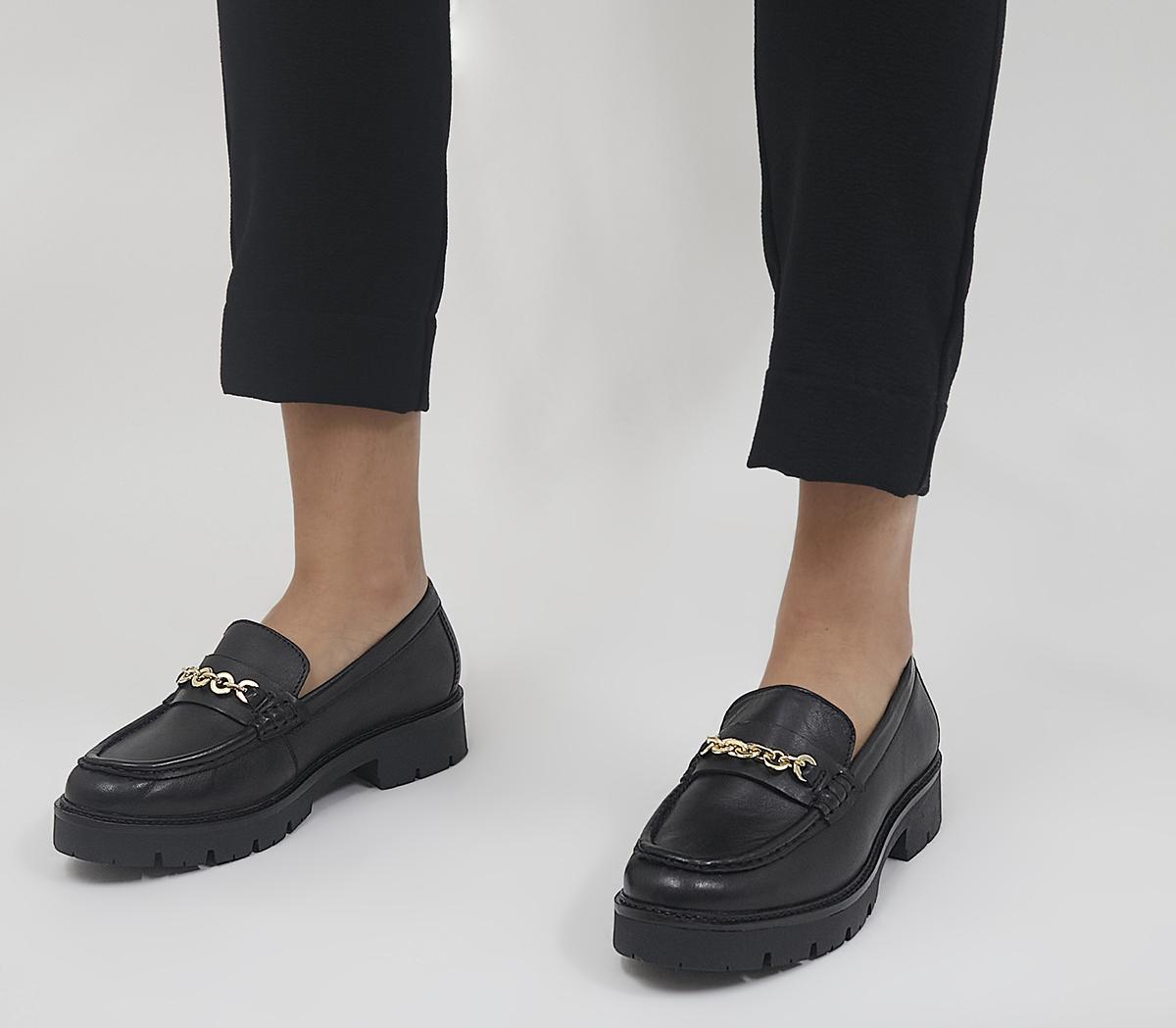 Frame Loafers Black Leather Flat Shoes for Women