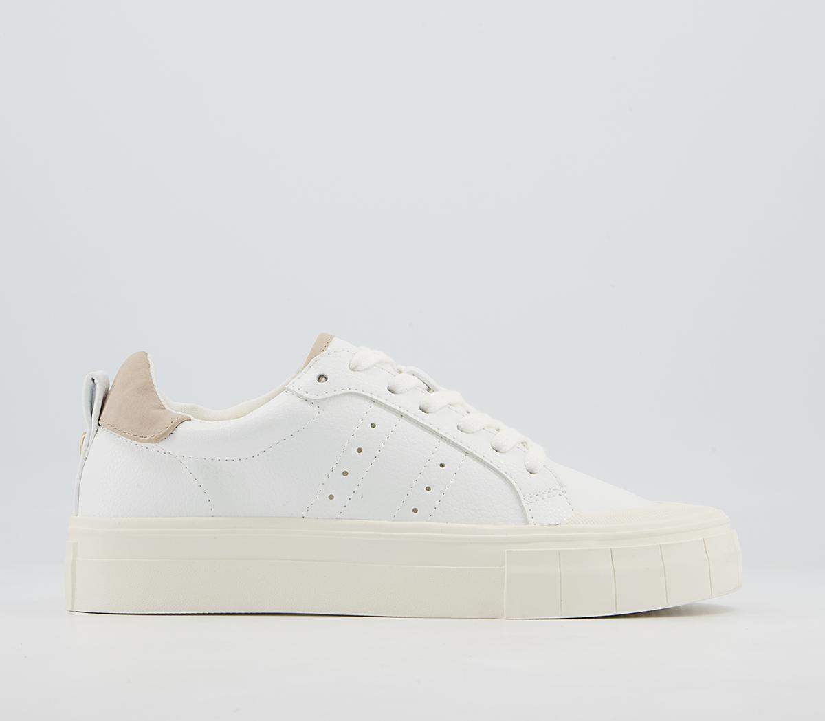 Office Floating Textured Sole Flatform Lace Up Trainers Office Floating Textured Sole Flatform Lace Up Trainers White Nude Mix