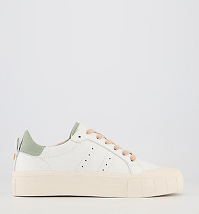 Office Floating Textured Sole Lace Up Trainers White Sage Mix