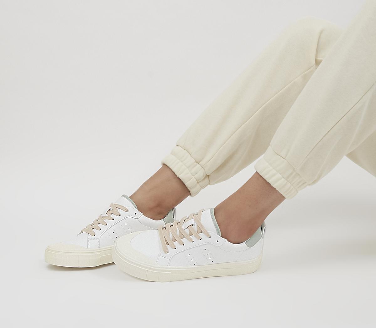 OfficeFloating Textured Sole Lace Up TrainersWhite Sage Mix