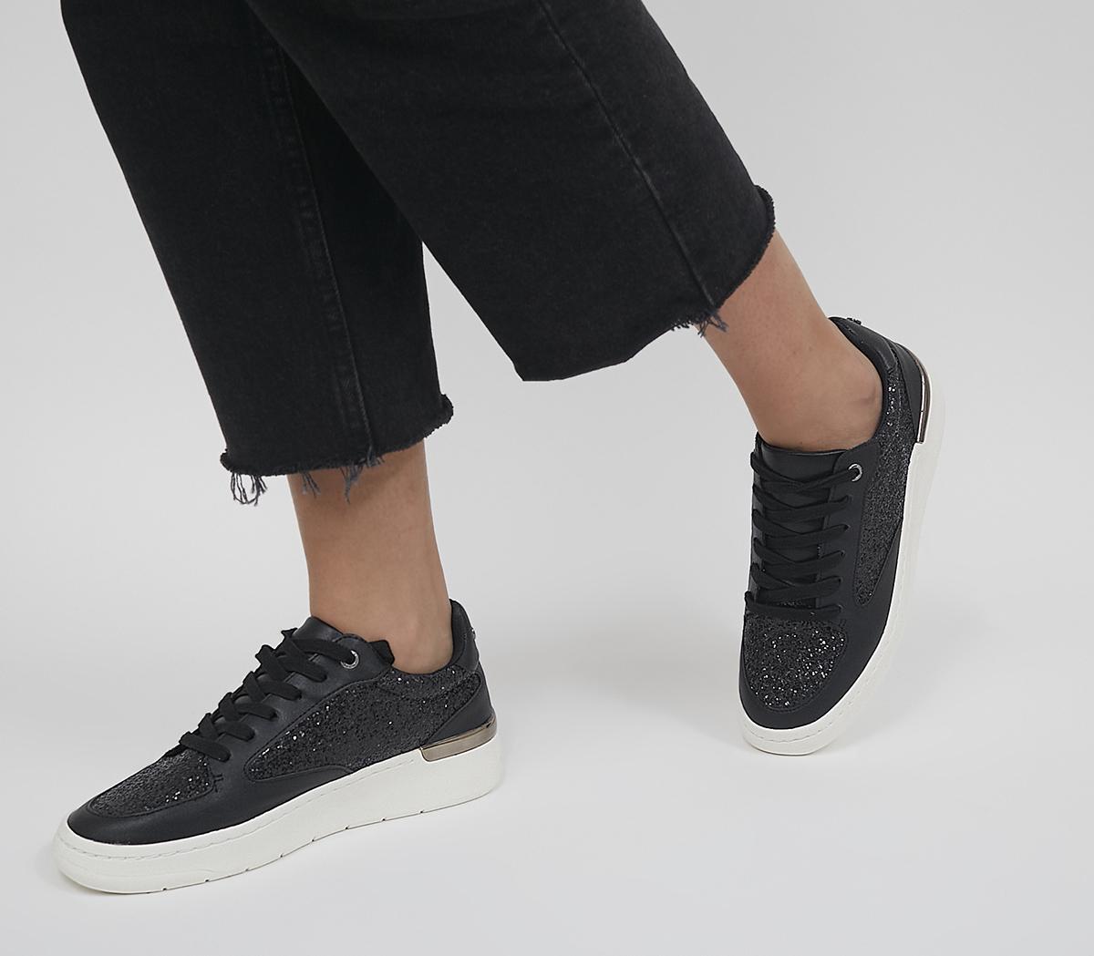 Black glitter trainers womens online